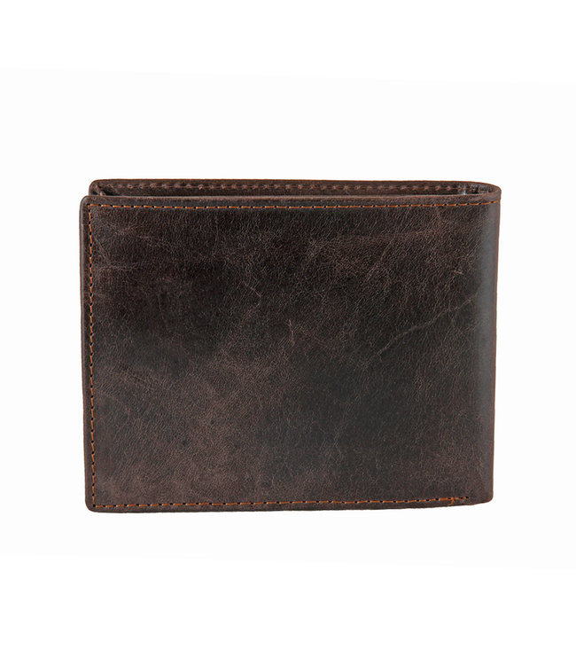 Landley Wild-Look' Leren Heren Portemonnee - Billfold Model - met Anti-skim RFID bescherming - Bruin
