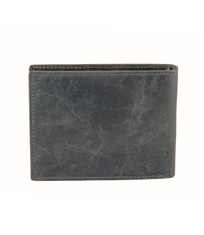 Landley Wild-Look' Leren Heren Portemonnee - Billfold Model - met Anti-skim RFID bescherming - Grijs