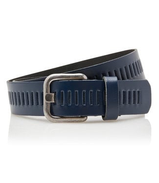 Timbelt Leren Geperforeerde Riem voor Dames en Heren - Breedte 4 cm - Echt Leer -  Blauw