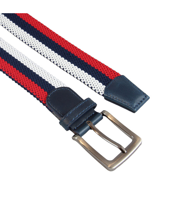 Landley Elastische Geweven Stretch Riem – Rekbaar Elastiek – Dames / Heren / Unisex – 3 Kleuren – Rood/Blauw/Wit