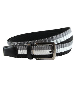 Landley Elastische Geweven Riem – Zwart/Wit/Grijs