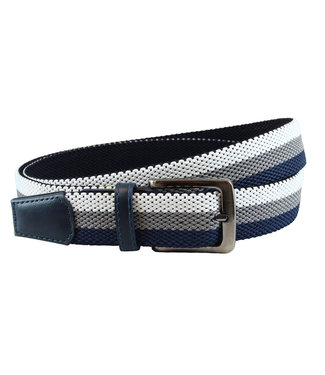 Landley Elastische Geweven Riem – Blauw/Grijs/Wit
