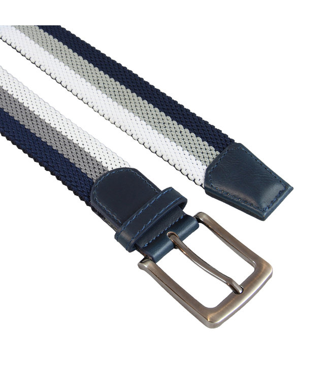 Landley Elastische Geweven Stretch Riem – Rekbaar Elastiek – Dames / Heren / Unisex – 3 Kleuren – Blauw/Grijs/Wit