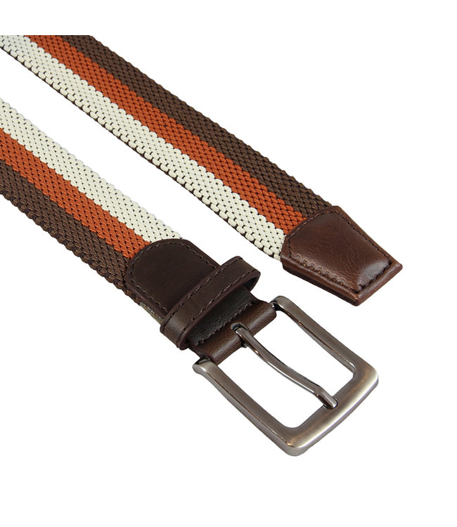 Landley Elastische Geweven Stretch Riem – Rekbaar Elastiek – Dames / Heren / Unisex – 3 Kleuren – Bruin/Cognac/Beige