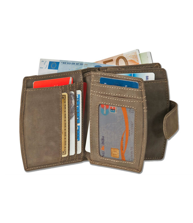 Woodland Leren Dames Portemonnee met Rits 'Brilliant' Donkerbruin