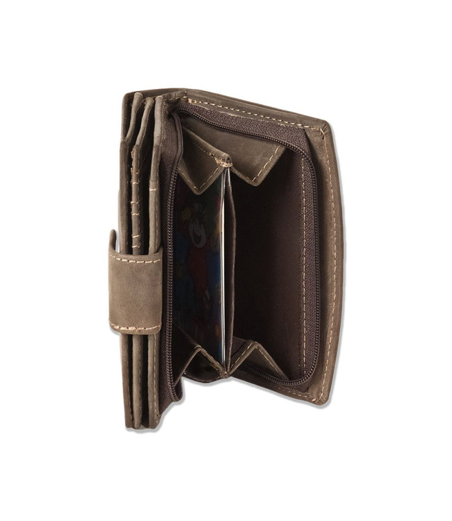 Woodland Leren Dames Portemonnee met Rits 'Brilliant' Donkerbruin