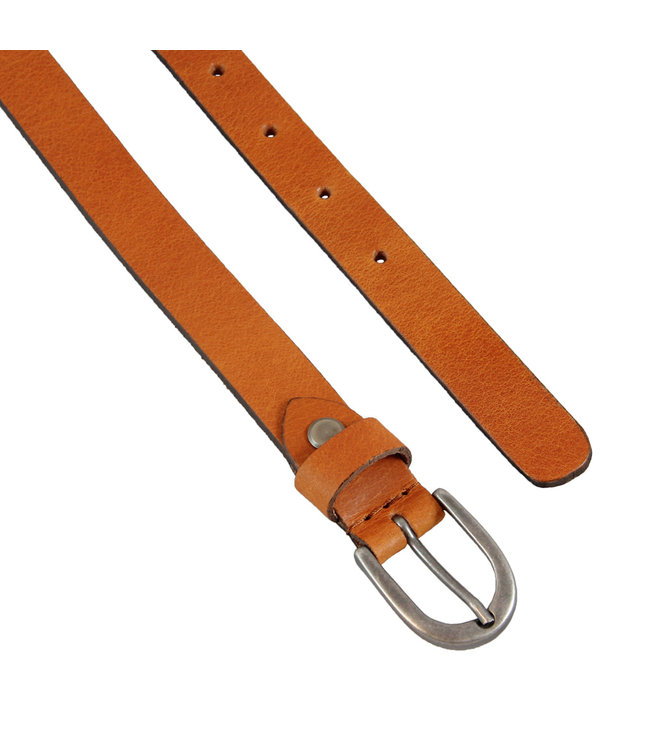 Landley Smalle Leren Dames Riem - Echt Leer - Smal - Breedte 2 cm - Cognac