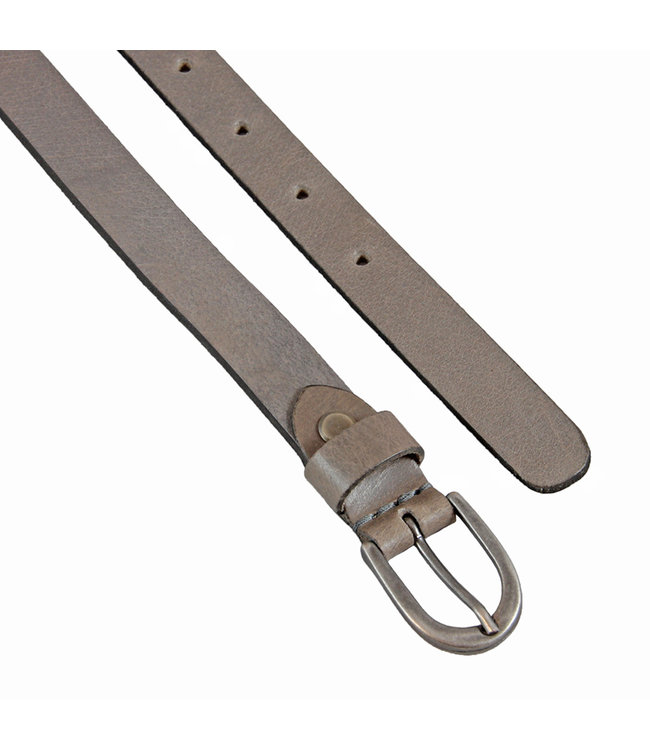 Landley Smalle Leren Dames Riem - Echt Leer - Smal - Breedte 2 cm - Grijs