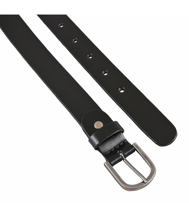 Landley Leren Riem met afgeronde gesp – 3 cm - Damesriem / Herenriem – Echt Leer – Zwart