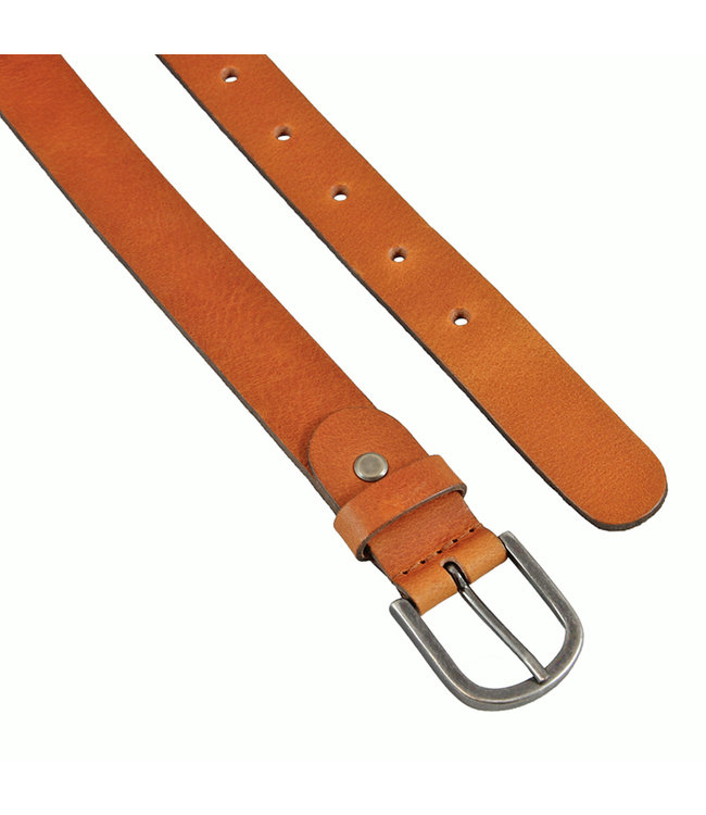 Landley Leren Riem met afgeronde gesp – 3 cm - Damesriem / Herenriem – Echt Leer – Cognac