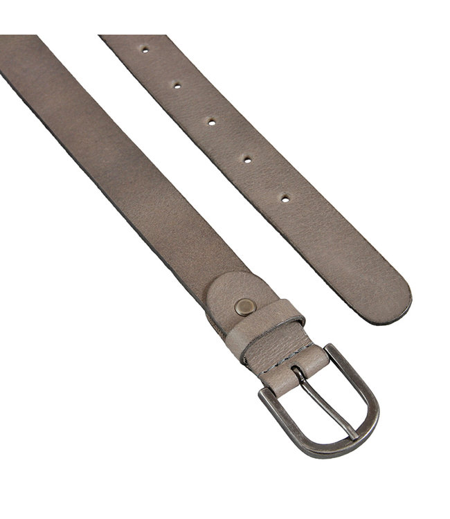 Landley Leren Riem met afgeronde gesp – 3 cm - Damesriem / Herenriem – Echt Leer – Grijs