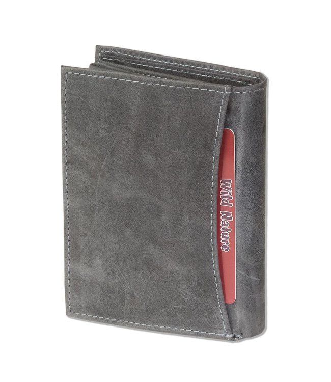 Wild Nature Hoge Billfold Portemonnee Leer Donker grijs