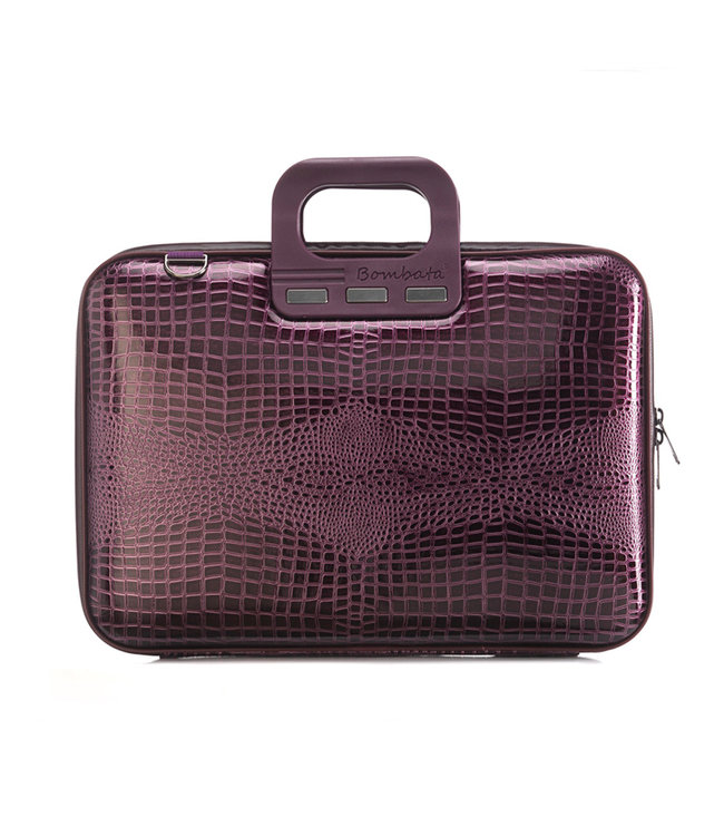 Bombata Shiny Cocco 15 inch Laptoptas - Dames - 15,6" - Glimmende Krokoprint - Violet