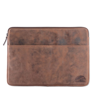 WILD WOODS Leren 15,6 inch Universele Laptophoes – Laptop Sleeve – Geschikt voor Macbook Pro - Buffelleer - Vintage Bruin