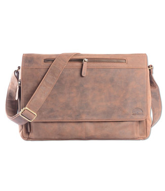WILD WOODS Leren Laptop Messenger Bag 15 inch - Bruin