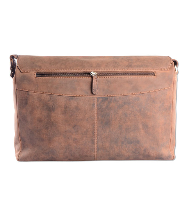 WILD WOODS Leren Laptop Messenger Bag Unisex Schoudertas – 15,6 inch Laptoptas – Buffelleer - Vintage Bruin