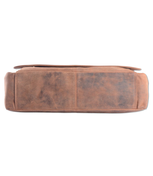 WILD WOODS Leren Laptop Messenger Bag Unisex Schoudertas – 15,6 inch Laptoptas – Buffelleer - Vintage Bruin