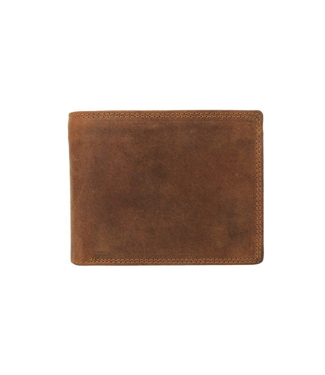 Houtkamp Leren Heren Portemonnee Bruin Leer - Stevig en Robuust Hunter Leder - Anti-skim protected RFID veilig - Vintage Mannen Billfold Portemonnee - Bruin