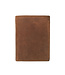 Houtkamp Leren Vintage Portemonnee uit echt Leder - Dames & Heren - Billfold Hunter Leer - RFID anti-skim beveiliging - Hoog model - Bruin