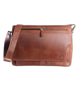 WILD WOODS Leren Messenger 15,6 inch Laptoptas Cognac