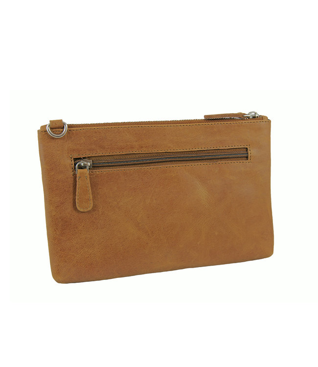 Landley Dames Schoudertas - Leren Crossbodytasje - Vintage Pull-up Leer -  Effen - Bruin