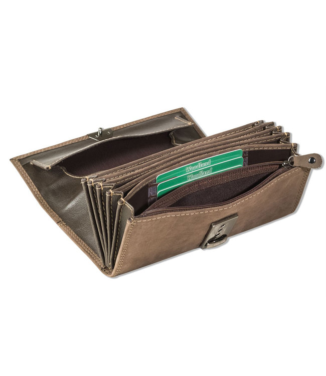 Woodland Leren Kelner Portemonnee met Ladderslot - Lederen Horeca Portefeuille - Kelnerbeurs - Extra verstevigde bodem - Echt leer - Bruin