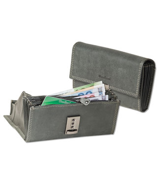 Woodland Leren Kelner Portemonnee met Ladderslot Antraciet