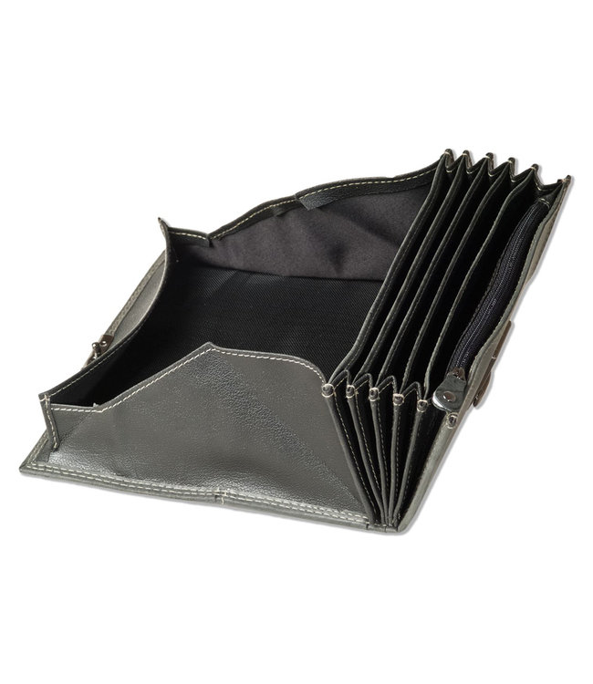 Woodland Leren Kelner Portemonnee met Ladderslot - Lederen Horeca Portefeuille - Kelnerbeurs - Extra verstevigde bodem - Echt leer - Grijs Antraciet