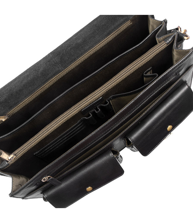 WILD WOODS Leren Aktetas XL - Unisex Business Schoudertas - Nappa Leer - Zwart