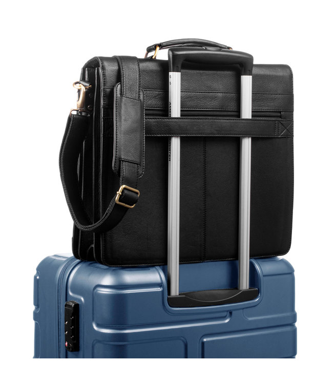 WILD WOODS Leren Aktetas XL - Unisex Business Schoudertas - Nappa Leer - Zwart