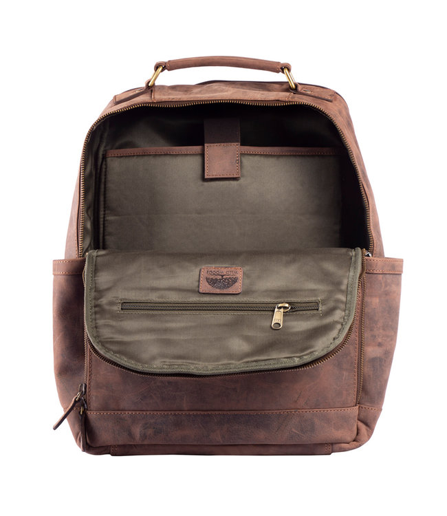 WILD WOODS Leren Unisex Laptop Rugtas 15,6 inch - Dames en Heren Rugzak voor 15 inch Laptop - Buffelleer - Vintage Donkerbruin