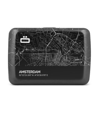 Ögon Designs Stockholm V2 RFID Creditcardhouder - V2.0 Smart Case - Aluminium - Zwart - City Map - Amsterdam