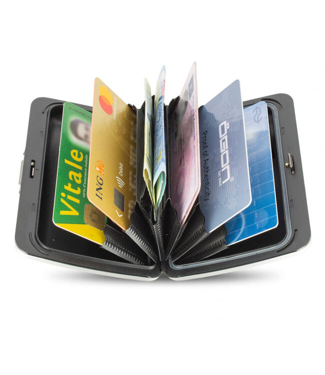 Ögon Designs Stockholm V2 RFID Creditcardhouder - V2.0 Smart Case - Aluminium - Zwart - City Map - Den Haag