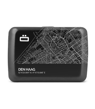 Ögon Designs Stockholm V2 RFID Creditcardhouder - V2.0 Smart Case - Aluminium - Zwart - City Map - Den Haag