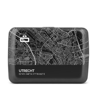 Ögon Designs Stockholm V2 RFID Creditcardhouder - V2.0 Smart Case - Aluminium - Zwart - City Map - Utrecht