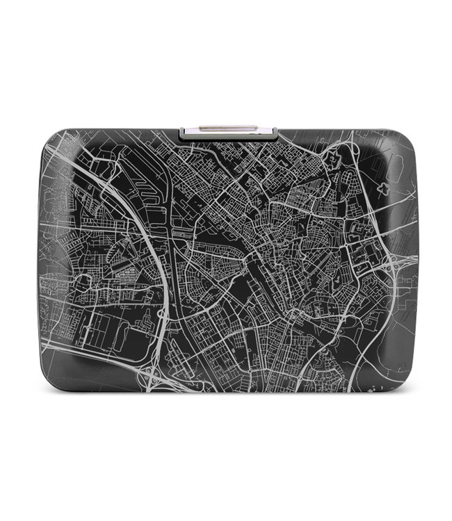 Ögon Designs Stockholm V2 RFID Creditcardhouder - V2.0 Smart Case - Aluminium - Zwart - City Map - Utrecht