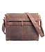 WILD WOODS Leren Messenger Bag XL - Dames en Heren Documententas / Schoudertas - Met Tabletvak - Vintage Buffelleer - Donkerbruin
