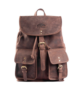 WILD WOODS Leren Casual Rugtas met Voorvakken Backpack rugzak