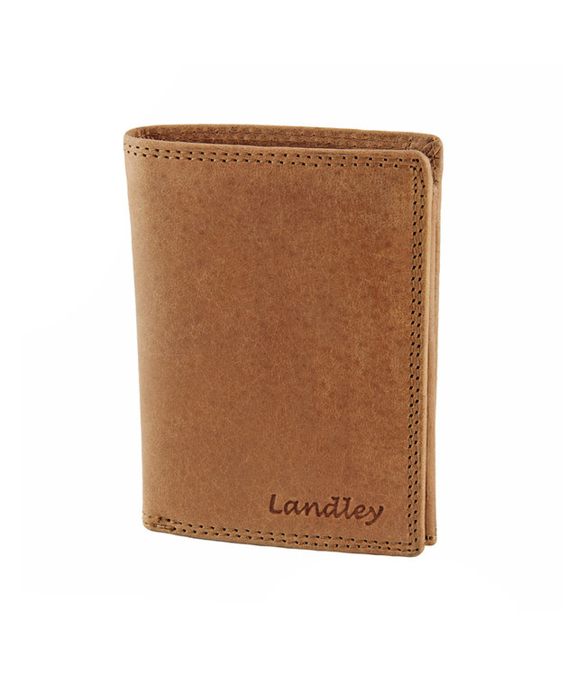 Landley Vintage Leren Billfold RFID Portemonnee - Dames en Heren Portefeuille – Staand Model - Echt Pull-up Leer - Bruin