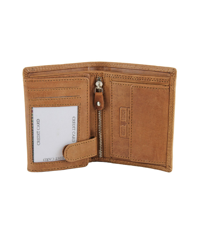 Landley Vintage Leren Billfold RFID Portemonnee - Dames en Heren Portefeuille – Staand Model - Echt Pull-up Leer - Bruin