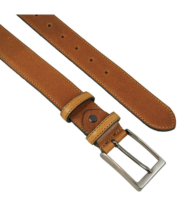 Landley Leren Nette Pantalon Riem - Dames en Heren - 35 mm - Premium Volnerf Leer - Kostuum Riem - Cognac