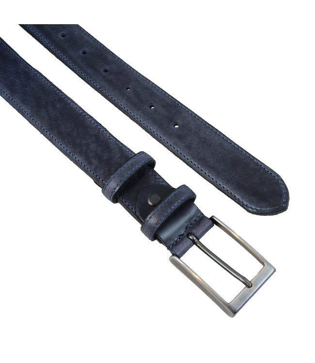 Landley Leren Nette Pantalon Riem - Dames en Heren - 35 mm - Premium Volnerf Leer - Kostuum Riem - Blauw