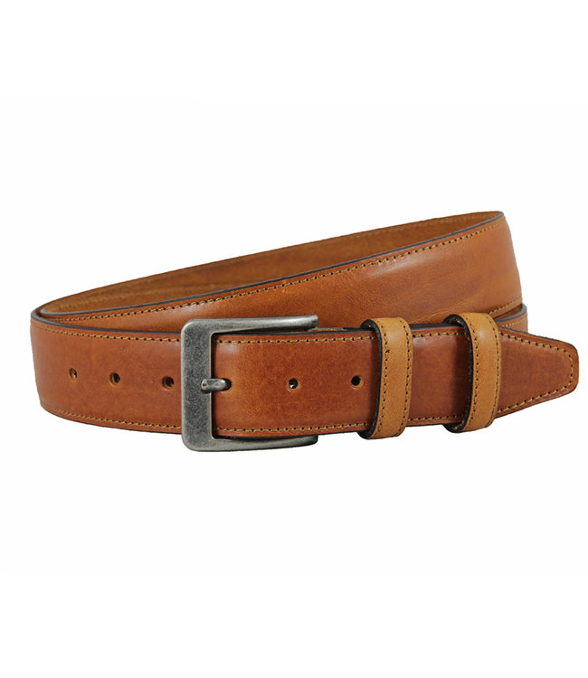 Landley Nette Premium Heren Riem - Breedte 4 cm - Brede Pantalon Riem - Hoogwaardig Volnerf Leer Broekriem - Cognac