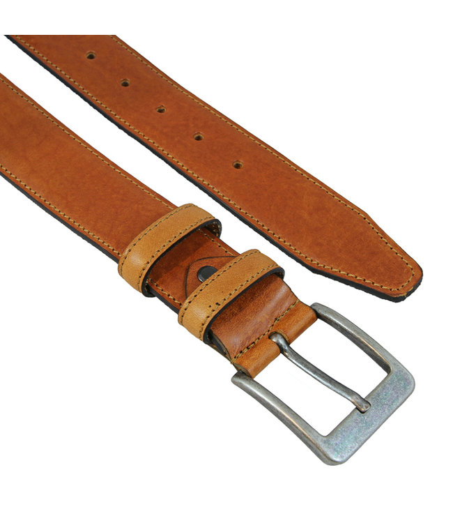 Landley Nette Premium Heren Riem - Breedte 4 cm - Brede Pantalon Riem - Hoogwaardig Volnerf Leer Broekriem - Cognac