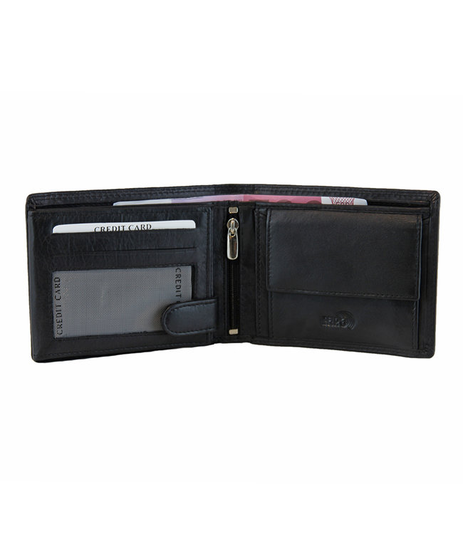 Landley Classic' Leren Heren Portemonnee - Billfold Model - met Anti-skim RFID bescherming - Zwart