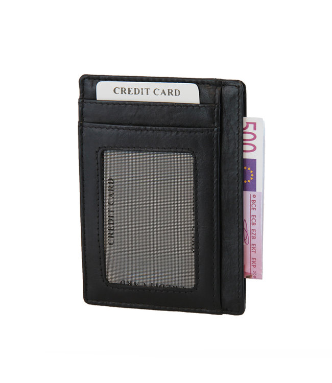 Landley Slim Wallet Heren Creditcardhouder - 7 Pasjes en Briefgeld - Mannen Kaarthouder - Nappa Leer - Zwart