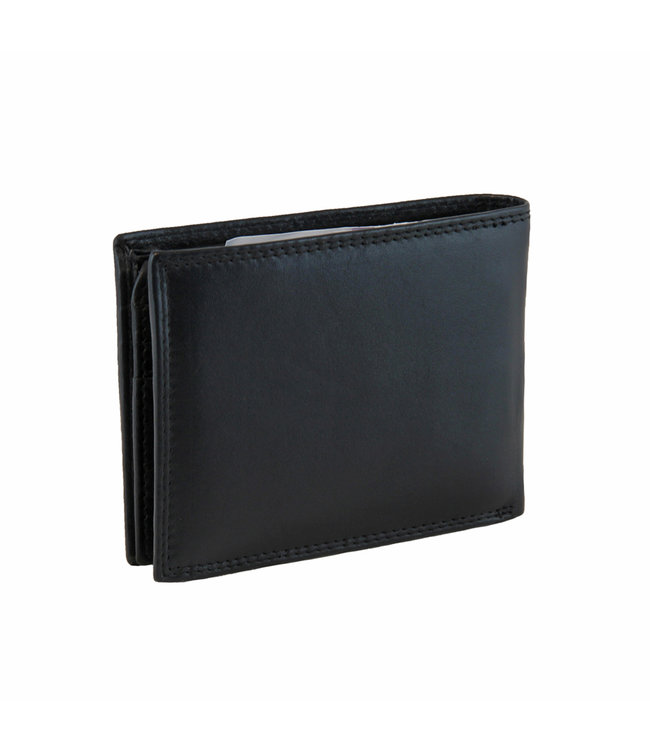 Landley Heren Portemonnee Billfold Leer Compact - Formaat M - RFID - Soepel Nappa Leder - Zwart