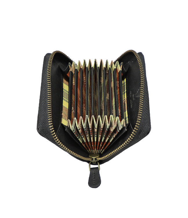 HillBurry Unisex Creditcardhouder Waaier – Dames / Heren - RFID kaarthouder - 11 vakjes - Leer - Zwart