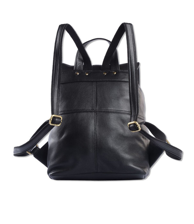 WILD WOODS Leren Unisex Rugzak met Voorvak - Dames en Heren - Wandel Rugtas - Nappa Leer - Zwart