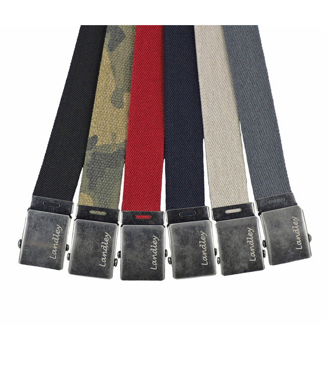 Landley Elastische Canvas Riem met Metalen Schuifgesp - Stretch - Koppelriem - Dames / Heren - Unisex - Blauw